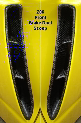 Real Carbon Fiber, C6 Z06 / Grand Sport Corvette Front Fender Brake Air Scoop / Vents Bezels, Pair